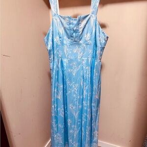 Blue Floral Sleeveless Dress